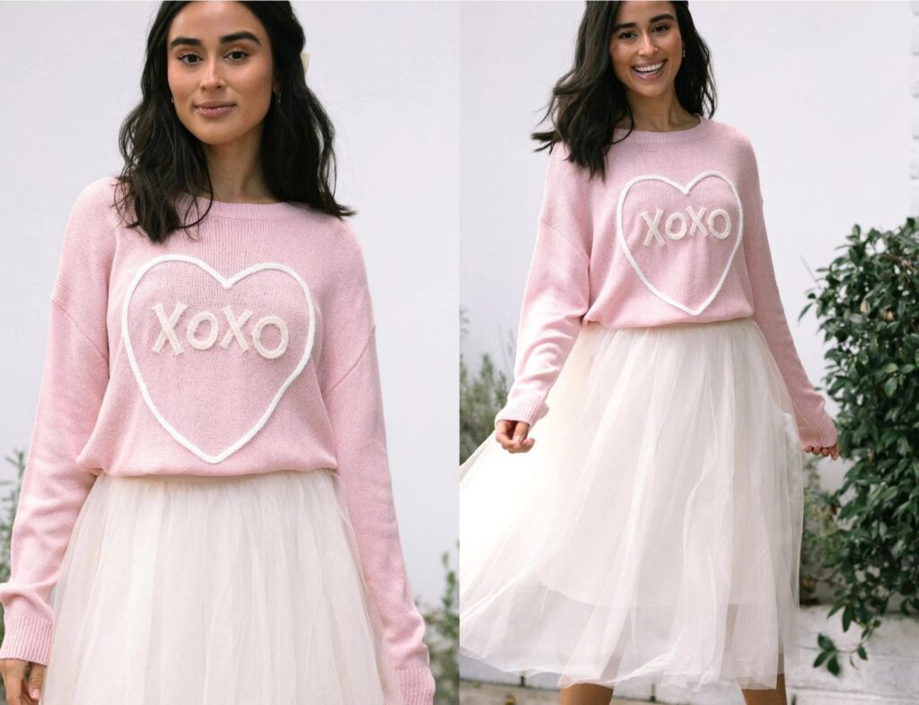 XOXO Womens sweater. Cute mom Valentines day outfits shirts. 